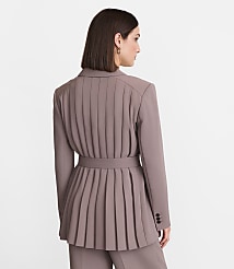 LOFT Versa Crepe Drape Back Pleated Belted Blazer carousel Product Image 2