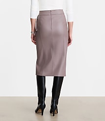 LOFT Versa Faux Leather Buckle Trim Midi Skirt carousel Product Image 3