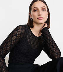 LOFT Versa Geo Lace Long Sleeve Top carousel Product Image 2