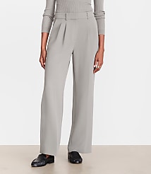 LOFT Versa Crepe Drape Pleated Relaxed Straight Pants carousel Product Image 2