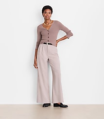 LOFT Versa Seasonless Stretch Double Pleat Wide Leg Pants in Stripe carousel Product Image 1