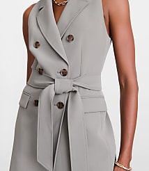 LOFT Versa Crepe Drape Double Breasted Pocket Vest carousel Product Image 4
