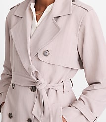 LOFT Versa Seasonless Stretch Trench Coat in Stripe carousel Product Image 4