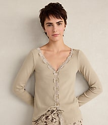 Haven Well Within Organic Cotton Rib Knit Lace Cardigan carousel Product Image 1
