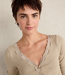 Haven Well Within Organic Cotton Rib Knit Lace Cardigan carousel Product Image 3