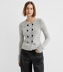 Petite Boucle Cuffed Double Breasted Cardigan carousel Product Image 1
