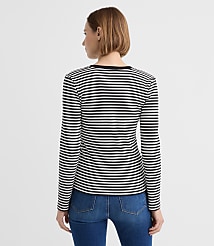 Petite Stripe Metallic Button Henley Top carousel Product Image 3