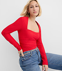 Textured Ruched Square Neck Top carousel Product Image 3