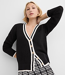 Tipped Pointelle Cardigan carousel Product Image 4