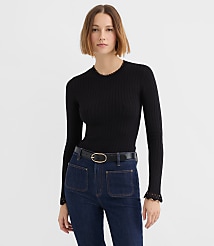 Crochet Trim Pointelle Sweater carousel Product Image 1