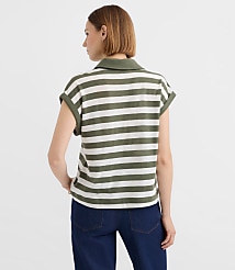Stripe Collared Split Neck Top carousel Product Image 3