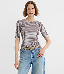 Stripe Perfect Ribbed Elbow Sleeve Tee carousel Product Image 1