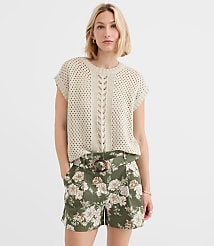 Mixed Pointelle Cap Sleeve Sweater carousel Product Image 1