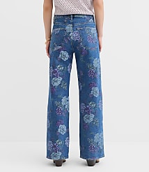 Curvy High Rise Wide Leg Jeans in Floral carousel Product Image 2