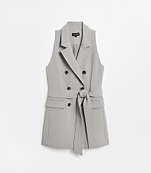 LOFT Versa Crepe Drape Double Breasted Pocket Vest carousel Product Image 5
