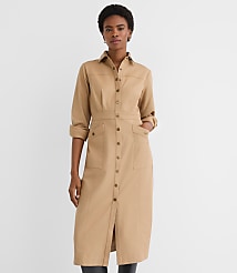 Petite Twill Midi Pocket Shirtdress carousel Product Image 1
