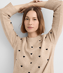 Petite Mini Heart Embroidered Sweater carousel Product Image 2