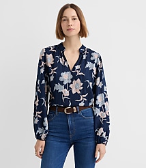 Petite Floral Modern V-Neck Blouse carousel Product Image 1