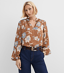 Petite Striped Modern V-Neck Blouse carousel Product Image 1