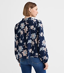 Petite Floral Modern V-Neck Blouse carousel Product Image 3
