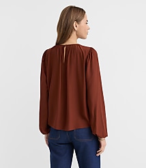 Petite Cutout Lace Yoke Blouse carousel Product Image 3