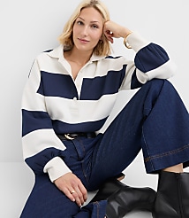 Petite Rugby Stripe Polo Top carousel Product Image 3
