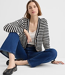Petite Pointelle Striped Cardigan carousel Product Image 2