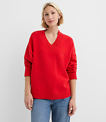 Petite Slouchy V-Neck Sweater carousel Product Image 1