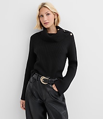 Petite Button Neck Flare Sleeve Sweater carousel Product Image 1