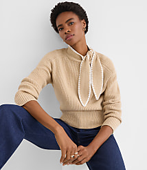 Contrast Stitched Tie Neck Sweater carousel Product Image 3