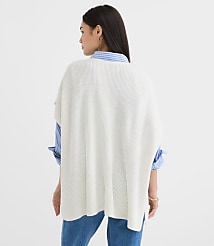 Ribbed V-Neck Poncho Sweater carousel Product Image 2