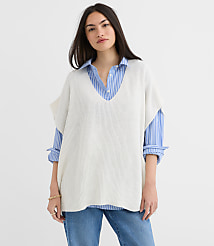 Ribbed V-Neck Poncho Sweater carousel Product Image 3