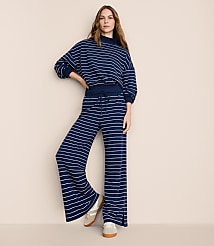 Petite Lou & Grey Striped Cozy Cotton Wide Leg Pants carousel Product Image 1