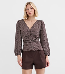 Pindot Ruched Blouse carousel Product Image 1
