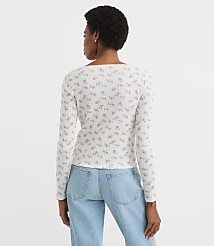 Floral Scalloped Ribbed Square Neck Cardigan carousel Product Image 4