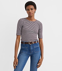 Stripe Perfect Ribbed Elbow Sleeve Tee carousel Product Image 1