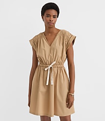Poplin Shirred Tie Waist Mini Dress carousel Product Image 1