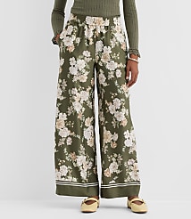 Pull On Wide Leg Pants in Floral carousel Product Image 2