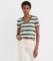 Striped Everyday V-Neck Tee carousel Product Image 3