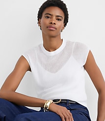 Ribbed Cap Sleeve Sweater Tee carousel Product Image 2