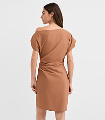 Poplin Asymmetrical Ruched Mini Dress carousel Product Image 2