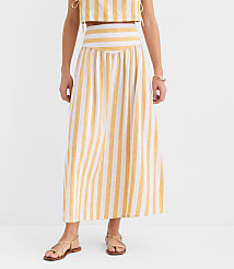 LOFT Beach Striped Linen Cotton Maxi Skirt carousel Product Image 3