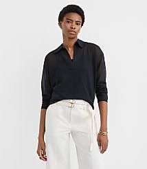 Sheer Collared Split Neck Sweater carousel Product Image 1