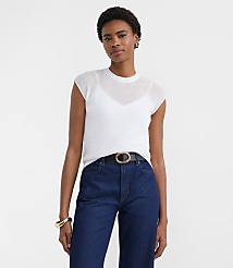 Ribbed Cap Sleeve Sweater Tee carousel Product Image 1