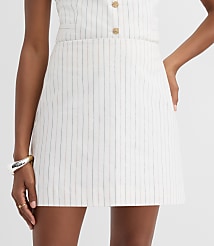 Pinstripe Cotton Linen Modern Mini Skort carousel Product Image 3