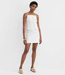 Pinstripe Cotton Linen Modern Mini Skort carousel Product Image 1