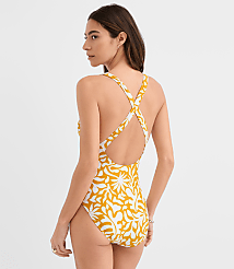 LOFT Beach Palm Ruched Crossback One Piece Swimsuit carousel Product Image 3