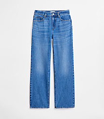 Rivete Mid Rise Relaxed Straight Jeans in Vintage Mid Wash carousel Product Image 4