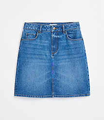Rivete Denim Skirt in Vintage Mid Wash carousel Product Image 4