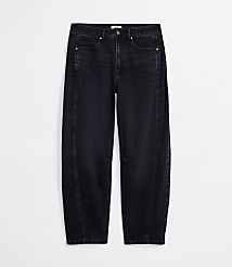Rivete Curvy Seamed High Rise Barrel Jeans in Noir Wash carousel Product Image 3